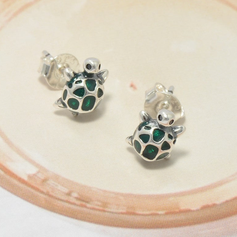 Tortoise Shell Silver Studs