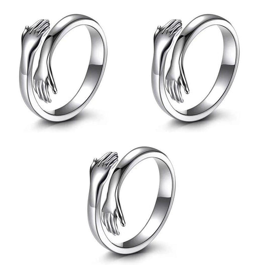 Pack of 3 Silver-Plated Friendship Loved Ones Hug Ring