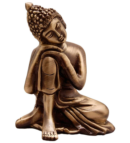 Metal Resting Buddha on Knee