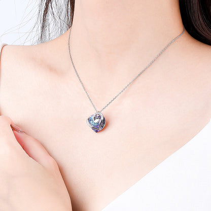 Sparkling Love Sterling Silver Crystal Heart Necklace