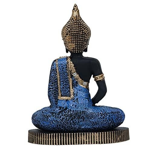 Premium Meditating Sitting Gautam Buddha Idol Statue Showpiece for Home ( Black and Blue)