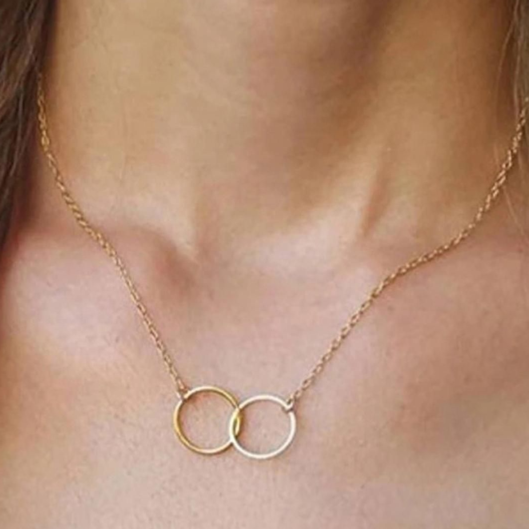 Gilded Chic Gold Plated Double Circle Necklace