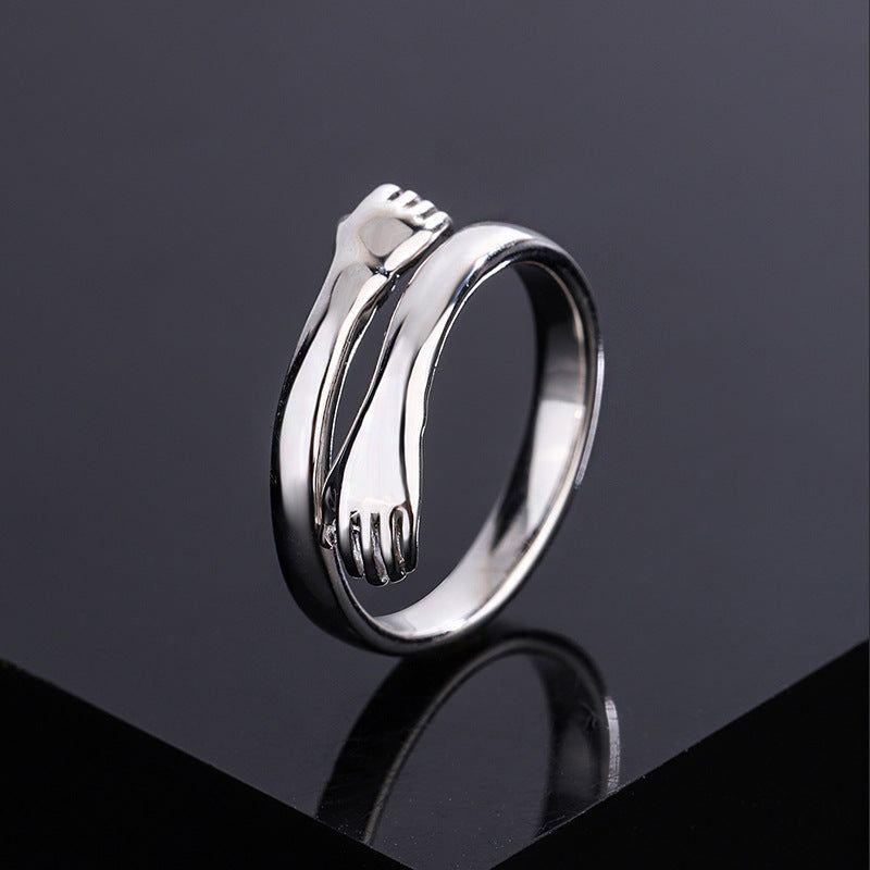 Pack of 2 Special For Couple Silver Plated Friendship Loved Ones Hug Ring