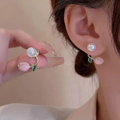 Stylish Korean Artificial Rose Stud Earrings For Women and Girls