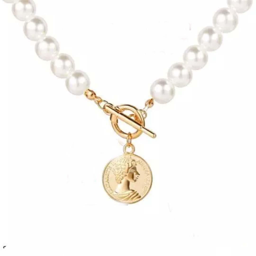 Pearl Coin Chain Necklace For Women