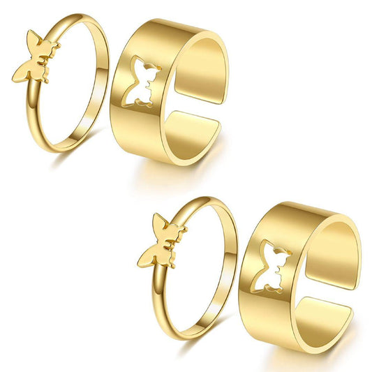 Combo of 2 Attractive Gold Plated Butterfly Couple Rings