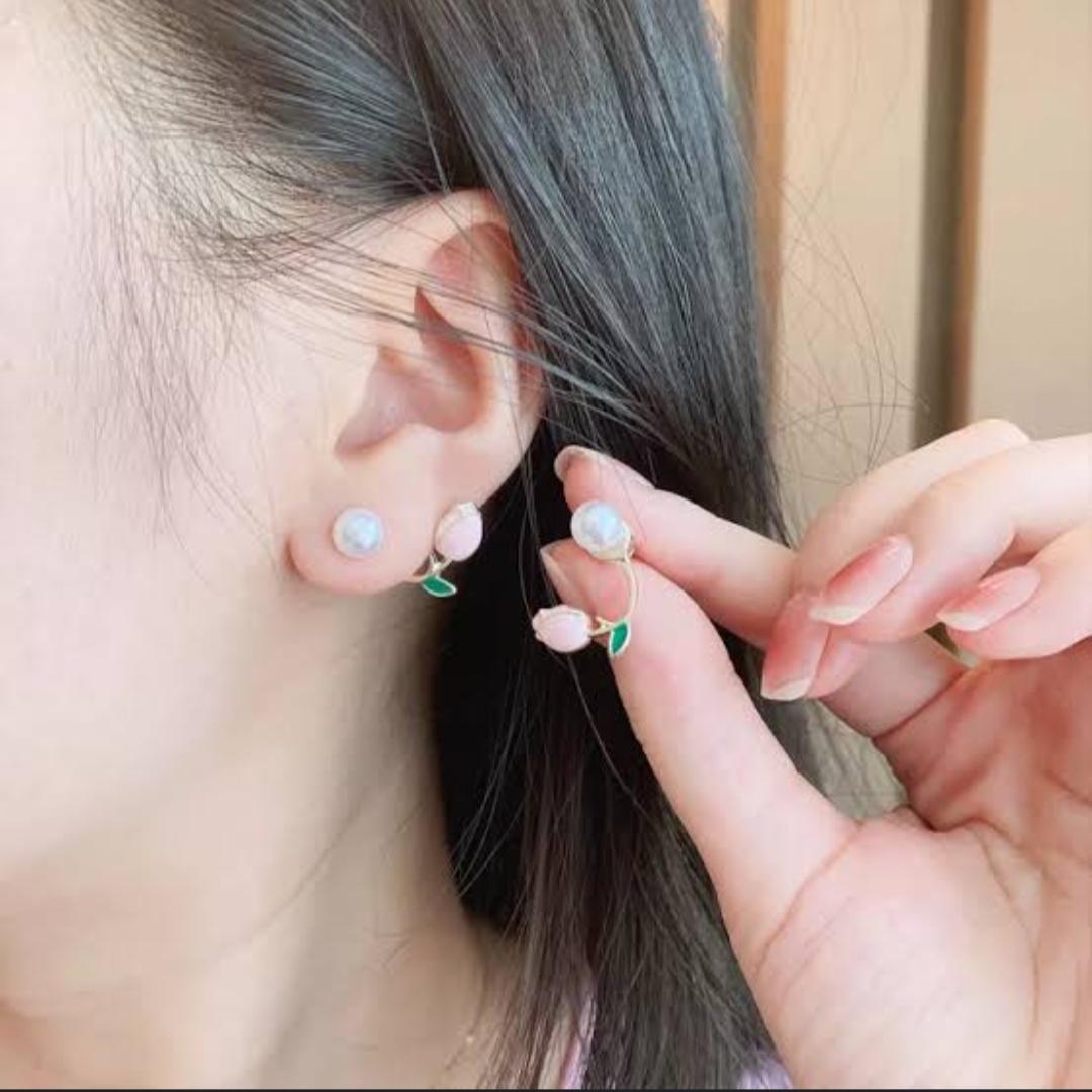 Stylish Korean Artificial Rose Stud Earrings For Women and Girls