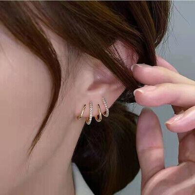 Korean Gold Plated Four Prong Stud Earrings