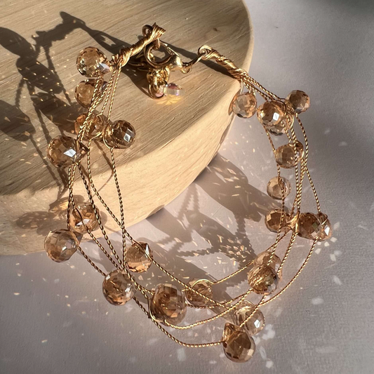 Bronze crystal beads bracelet