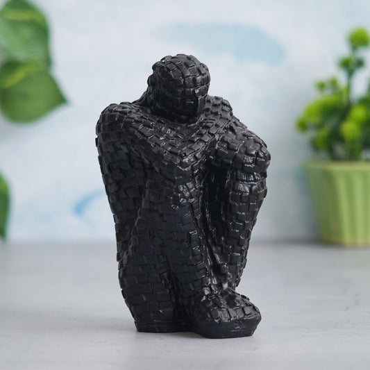 Shoppers Point India Black Polyresin Handcrafted Thinking Man Statue Human Figurine