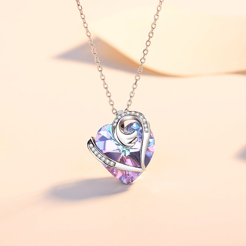 Sparkling Love Sterling Silver Crystal Heart Necklace