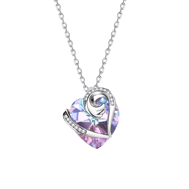 Sparkling Love Sterling Silver Crystal Heart Necklace