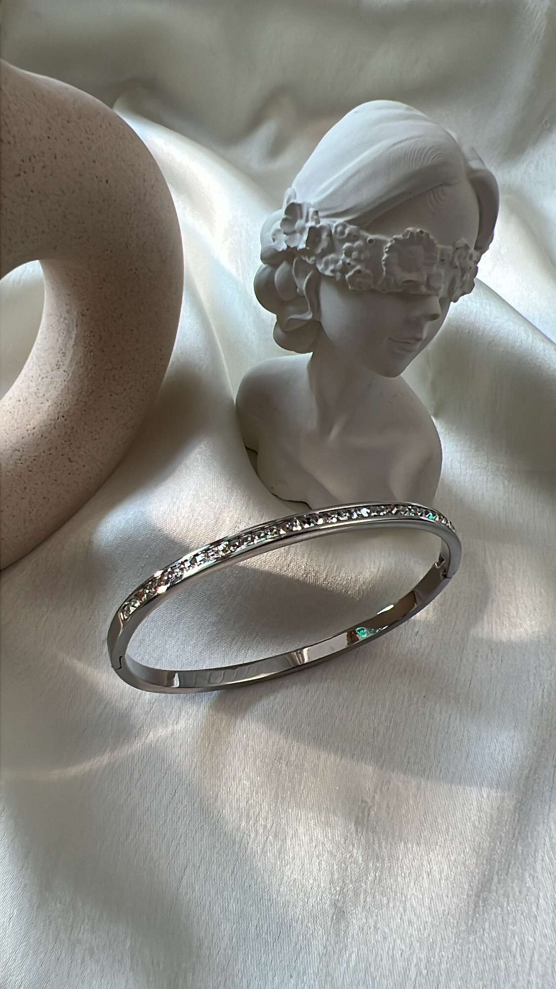 Icy silver bangle