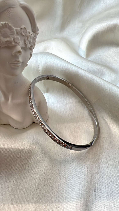 Icy silver bangle