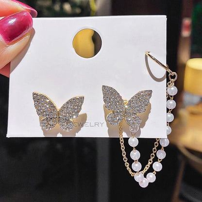 Graceful asymmetry: Butterfly Pearl Clips