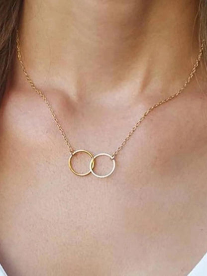 Gilded Chic Gold Plated Double Circle Necklace