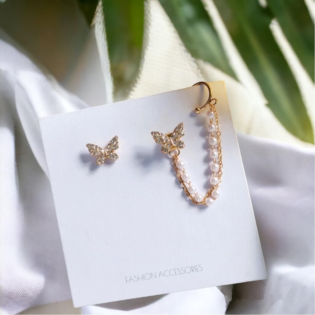 Graceful asymmetry: Butterfly Pearl Clips