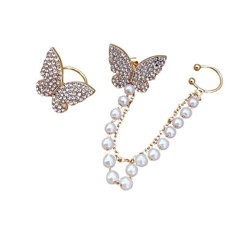 Graceful asymmetry: Butterfly Pearl Clips